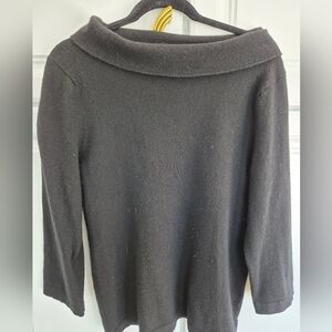 Cashmere Saks Fifth Avenue Black Cowl Neck Sweater
